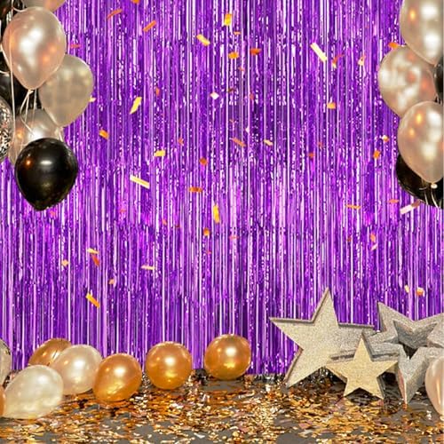 3 Pack Foil Fringe Curtains for Party Backdrop