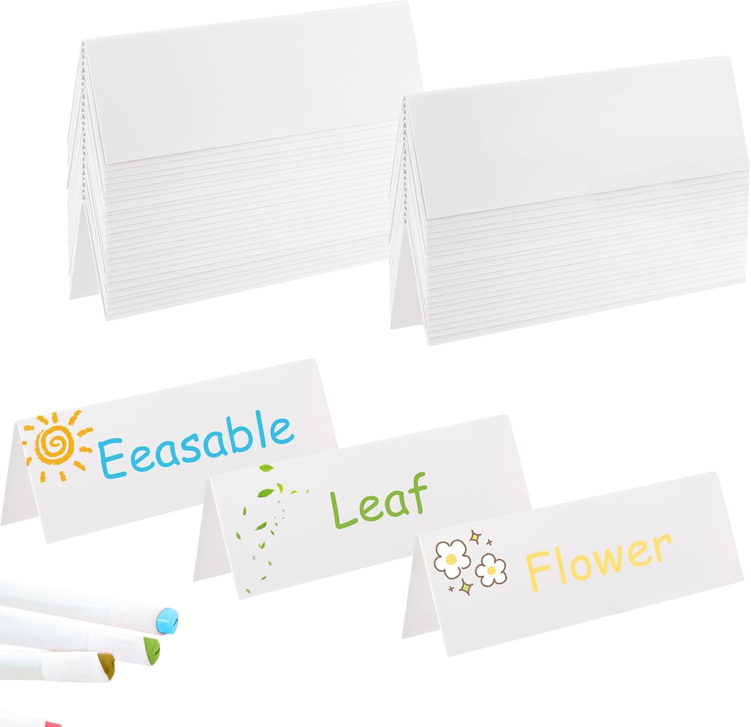50Pcs Reusable Name Tent Cards White Dry Erase