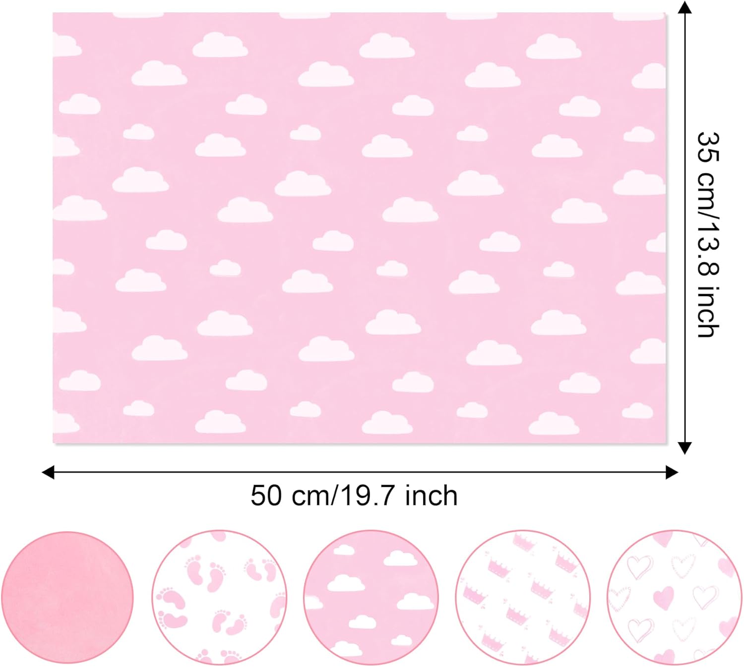 Larcenciel Tissue Paper 50 Pcs Baby Feet Print Pink for Gift Wrapping