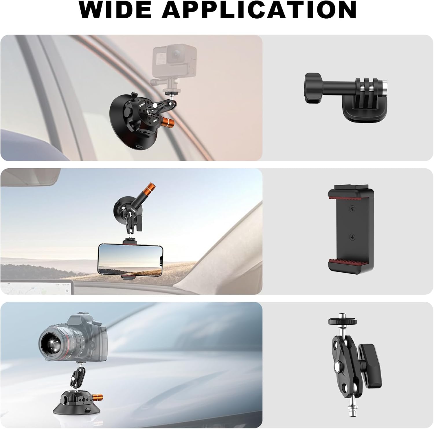 COMAN 45 In Suction Cup Camera Mount with Ball Head Magic Arm