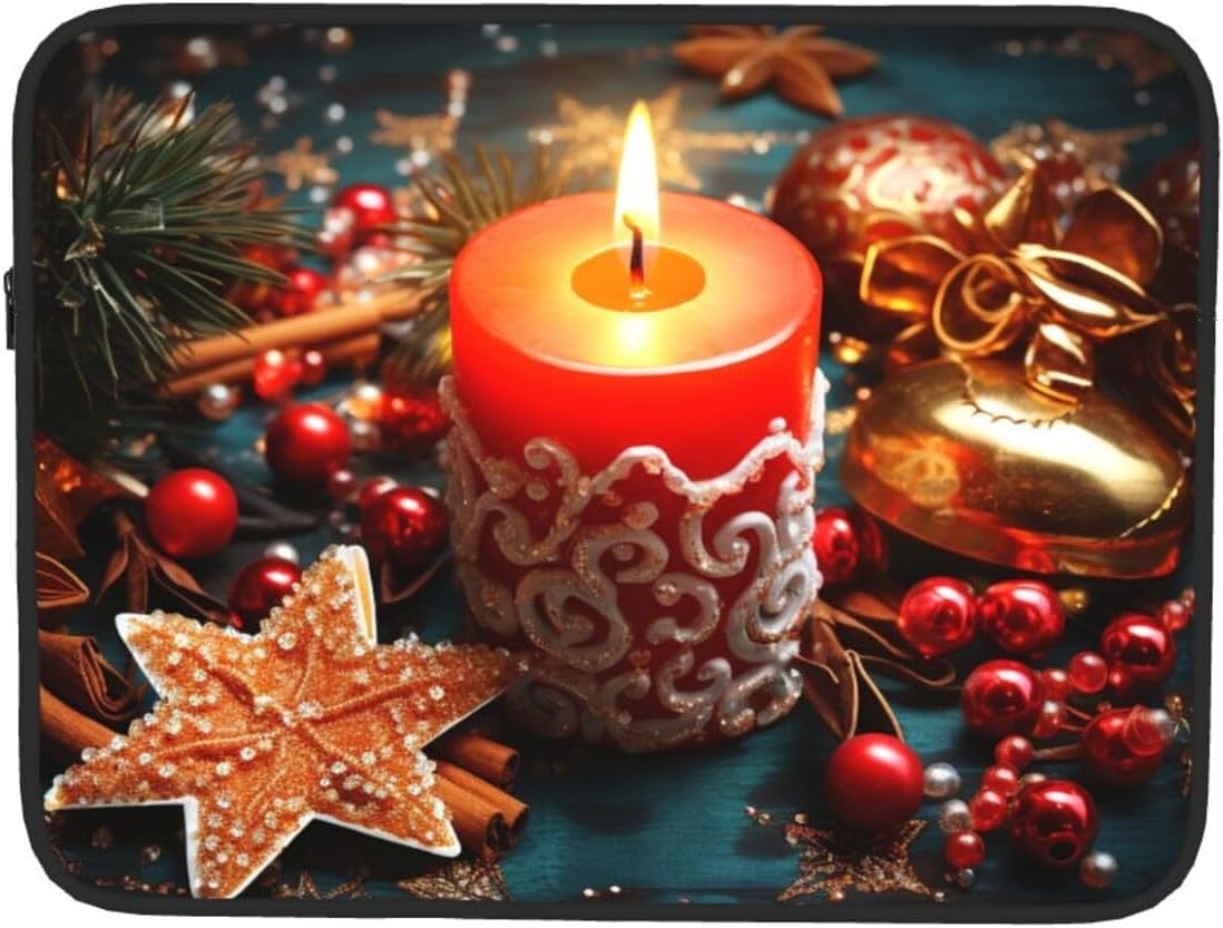 OPSREY Christmas Candle Print Laptop Sleeve 12 Inch
