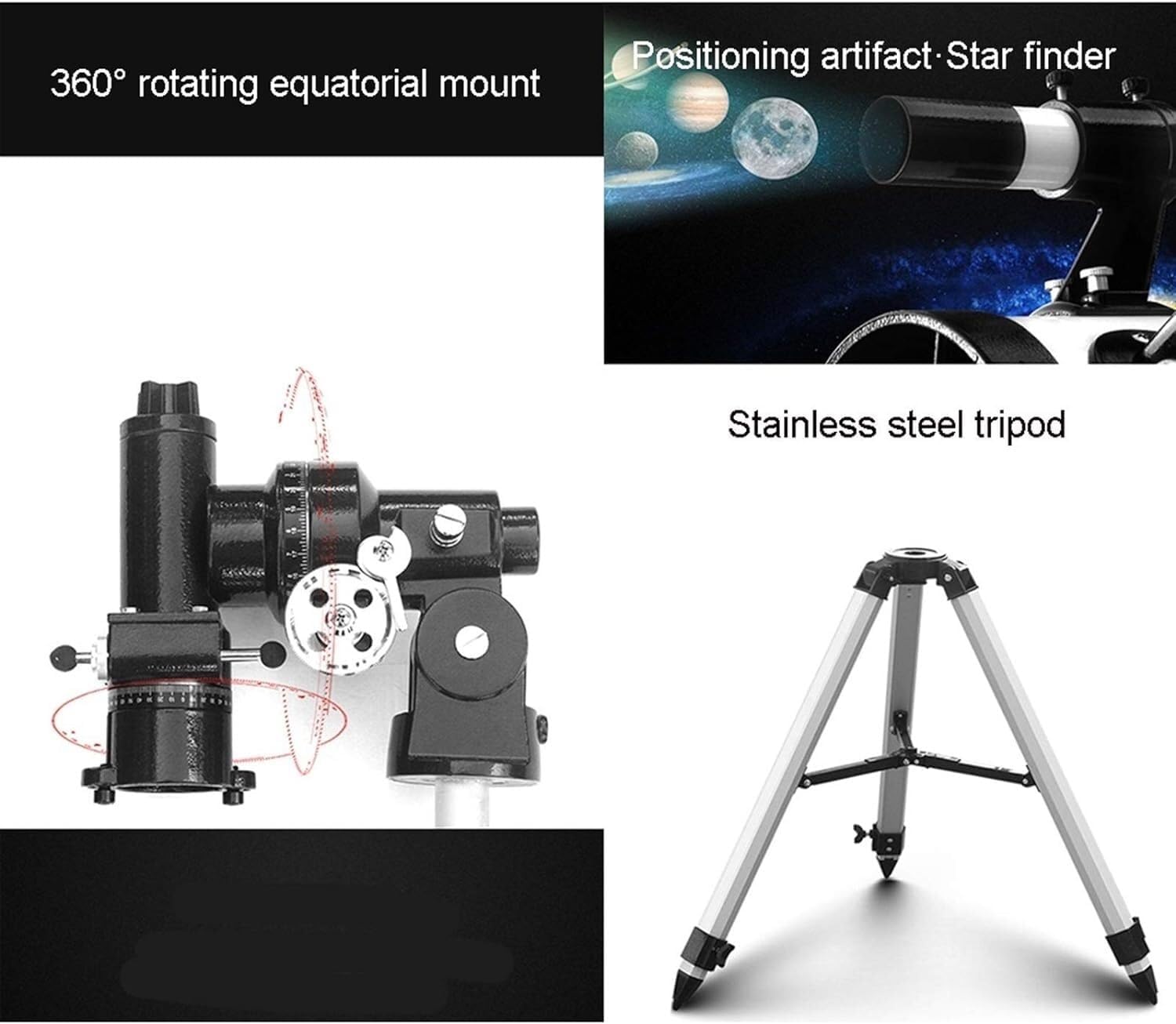 Beginners 114mm Refractor Telescope with Tripod and Equatorial Mount