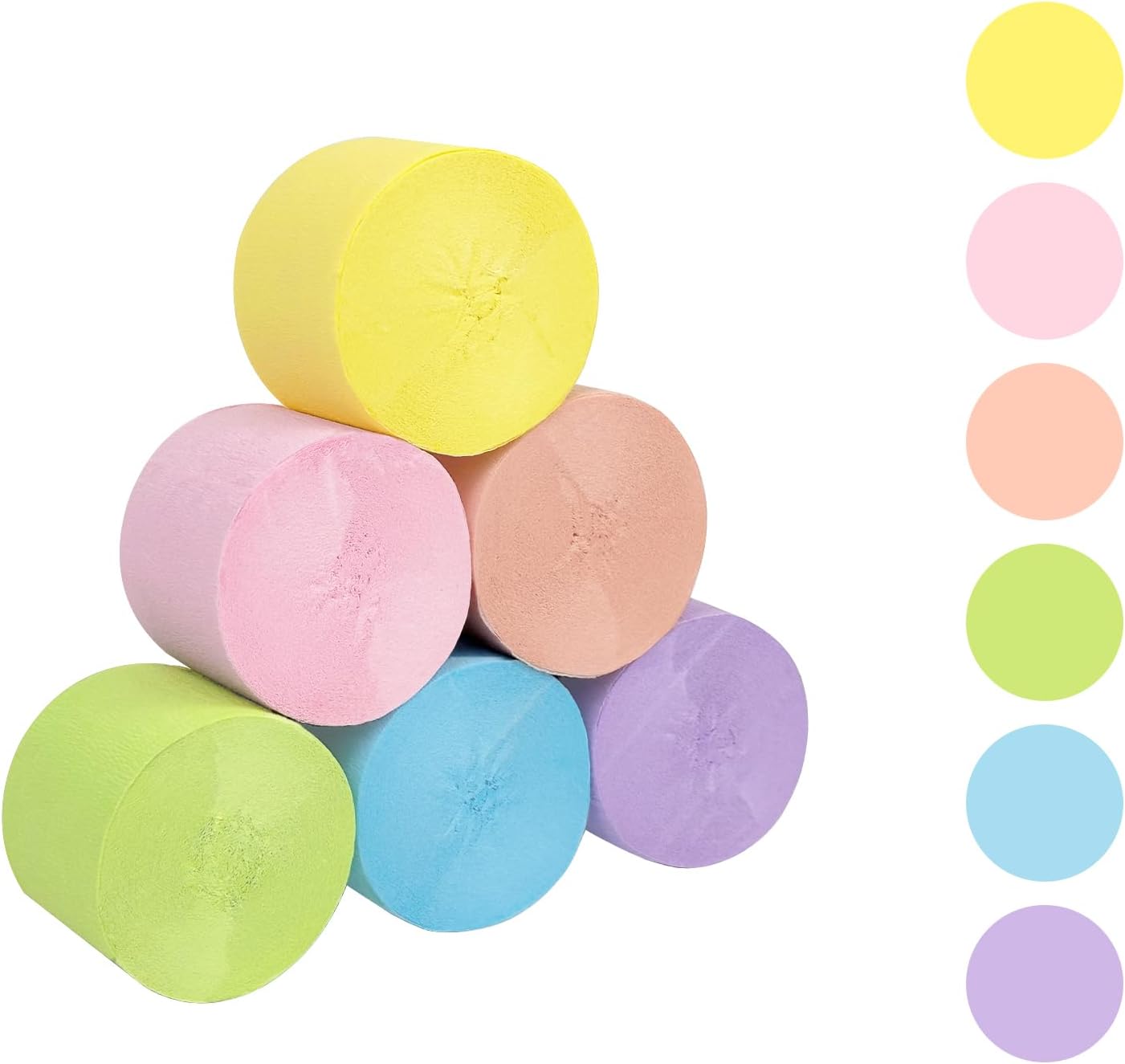Crepe Paper Streamers 6 Rolls Pastel Rainbow