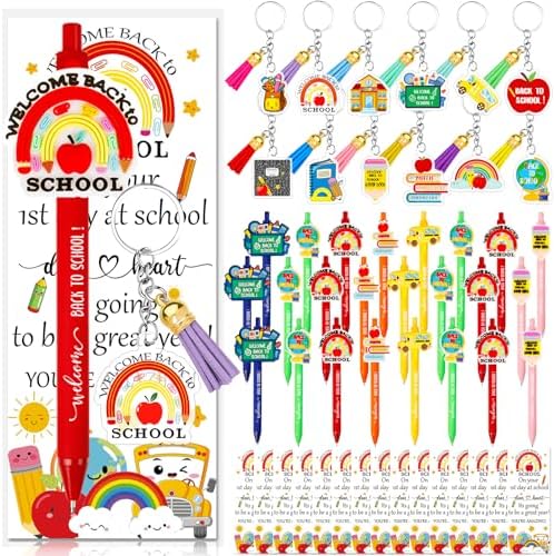 24 Piece Back to School Pens Keychains Greeting Cards Set