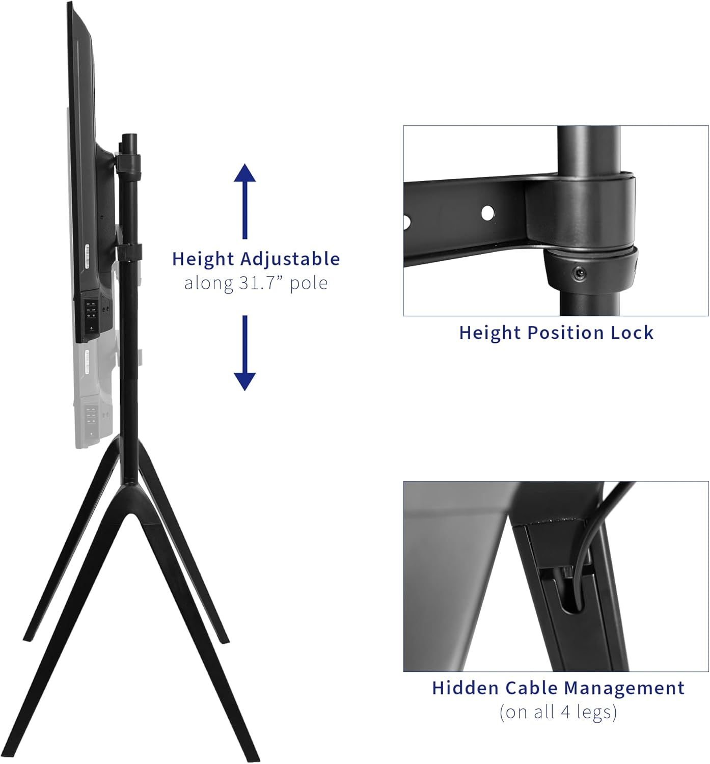 Vivo Steel Easel TV Stand 65-86 Inch Modern Display