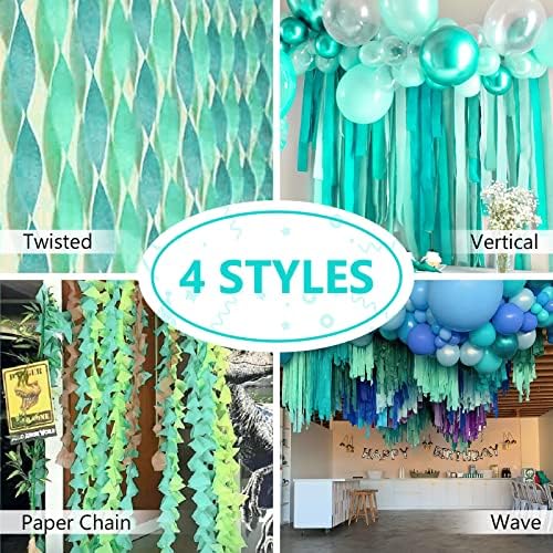 PartyWoo Crepe Paper Streamers 4 Rolls 328ft Pack