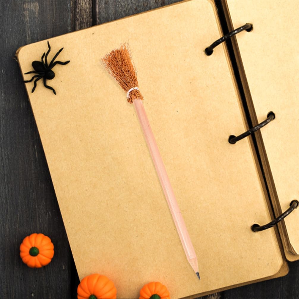 12 Pcs Witch Broom Pencils Halloween Party Favors