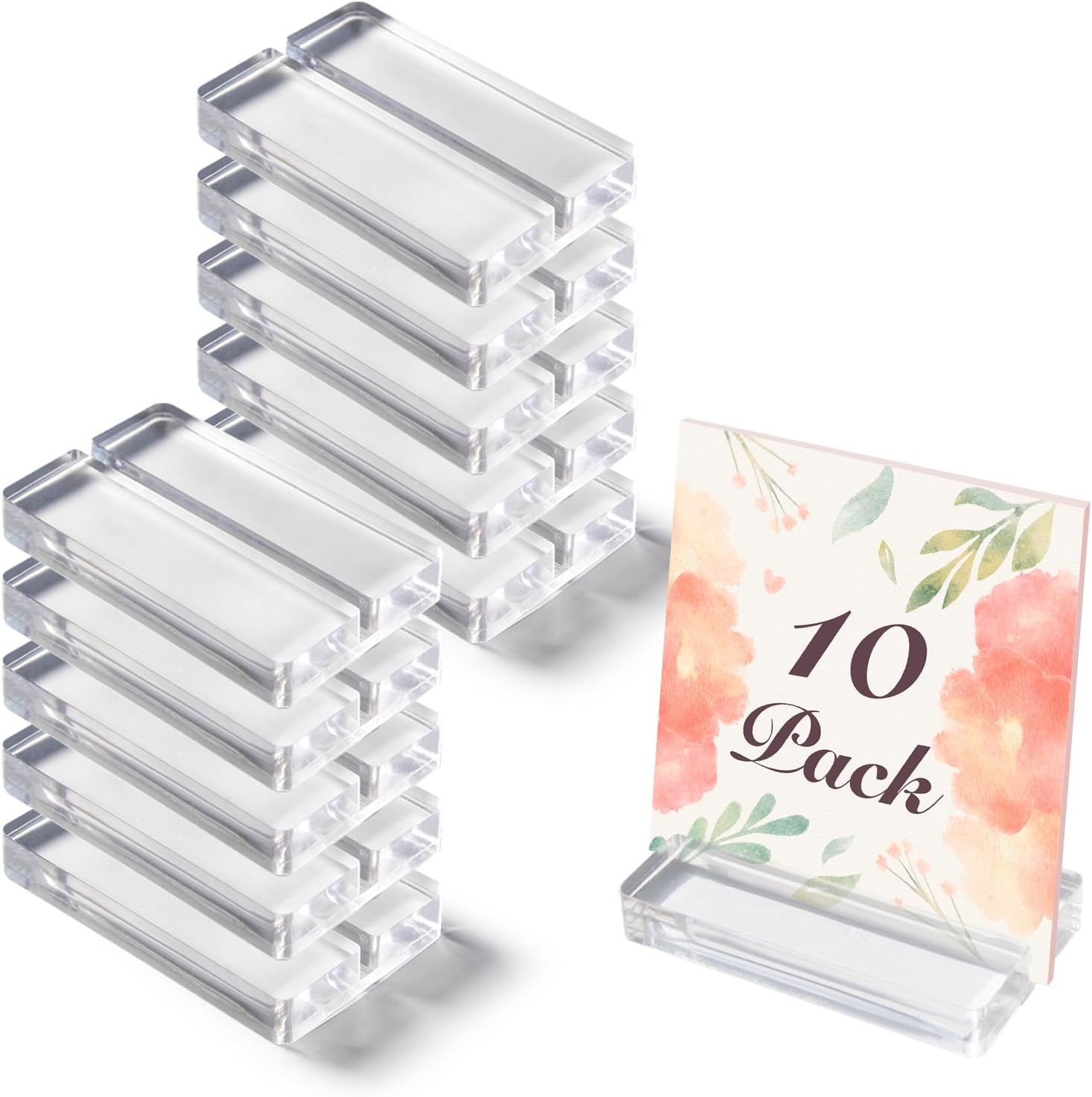 Acrylic Place Card Holder - 3 Inch Clear Table Number Display Stand 10 Pack