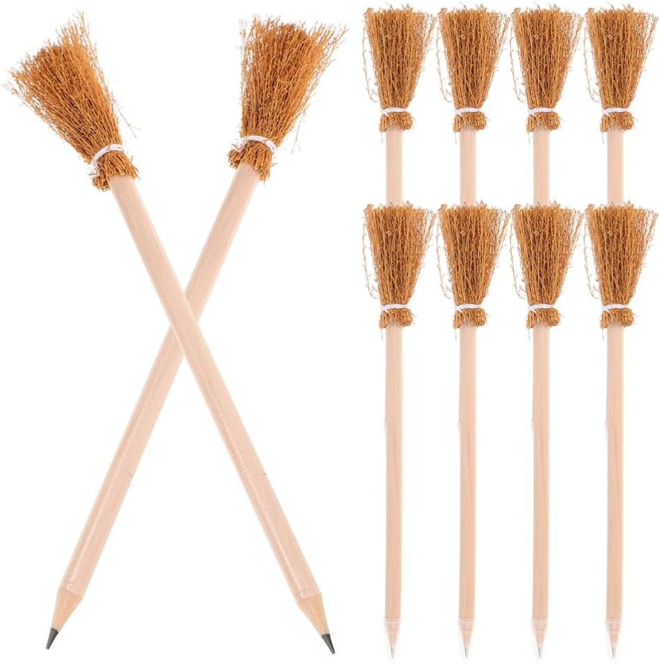 12 Pcs Witch Broom Pencils Halloween Party Favors