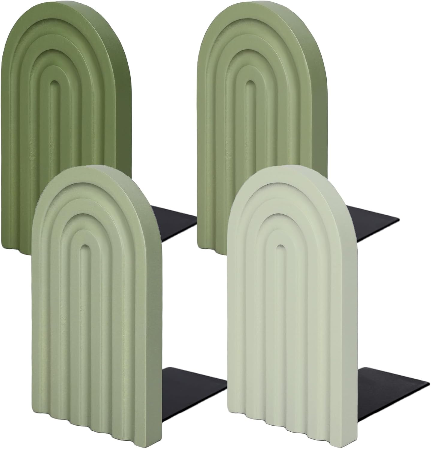 Whaline 4Pcs Rainbow Wooden Bookends for Home Office Library