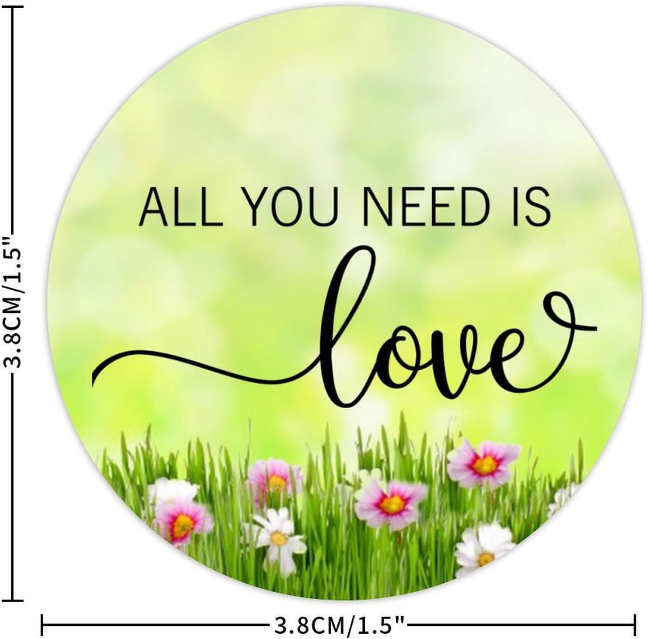 15in Round Label Stickers 100pcs Love Quotes Seals