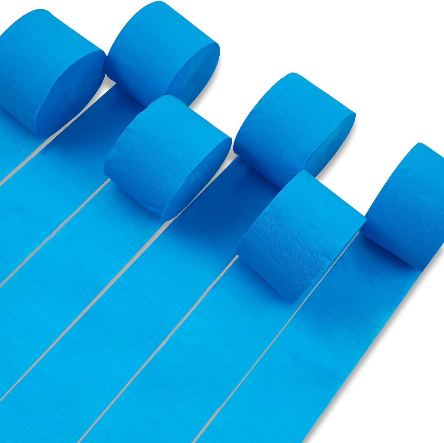 PartyWoo Blue Crepe Paper Streamers 6 Rolls 492ft Pack