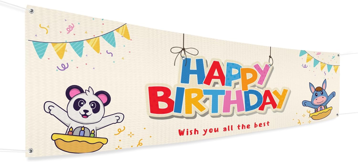 Happy Birthday Banner Sign 6x2 Ft Outdoor Indoor Use
