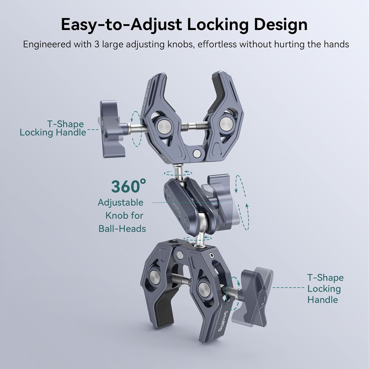 SmallRig Double Clamp Mount for Chair Pole Tripod and More