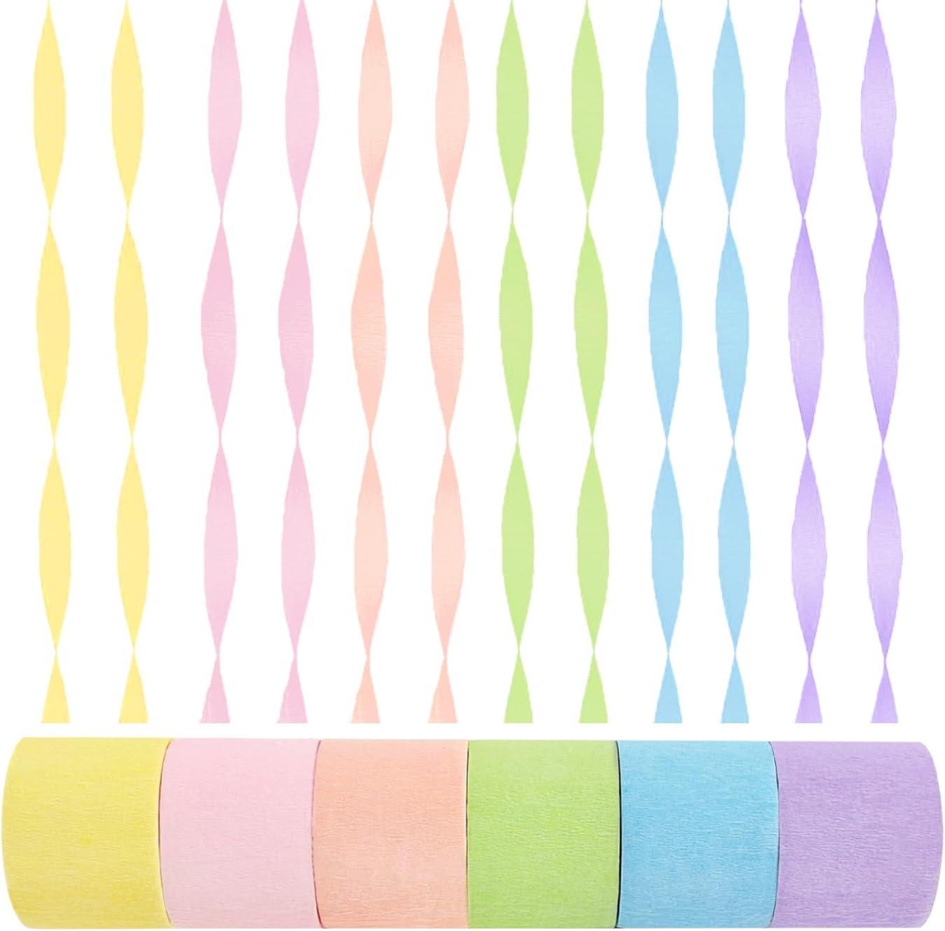 Crepe Paper Streamers 6 Rolls Pastel Rainbow