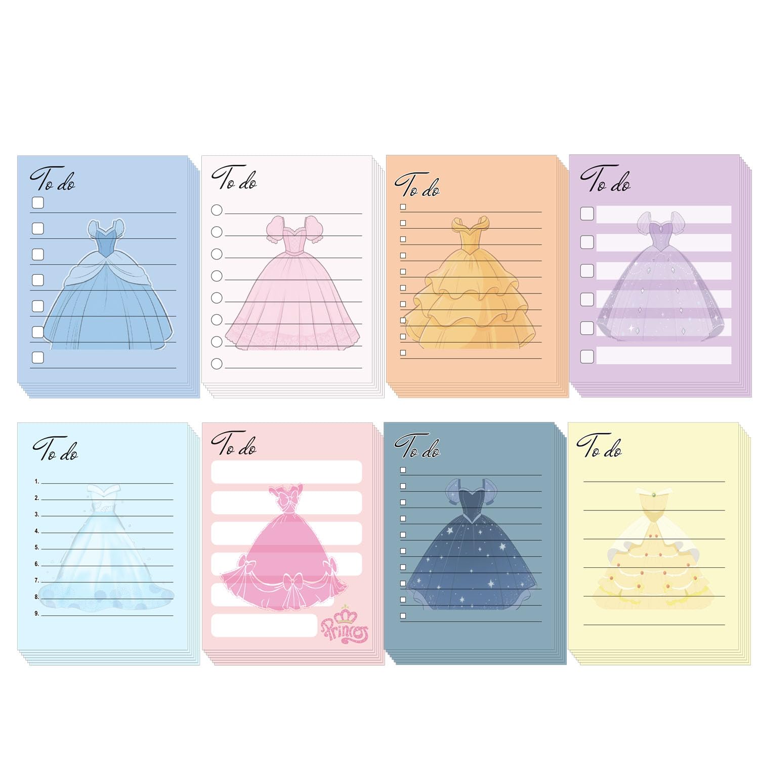 Princess Theme Daily Checklist Notebooks 8 Pack