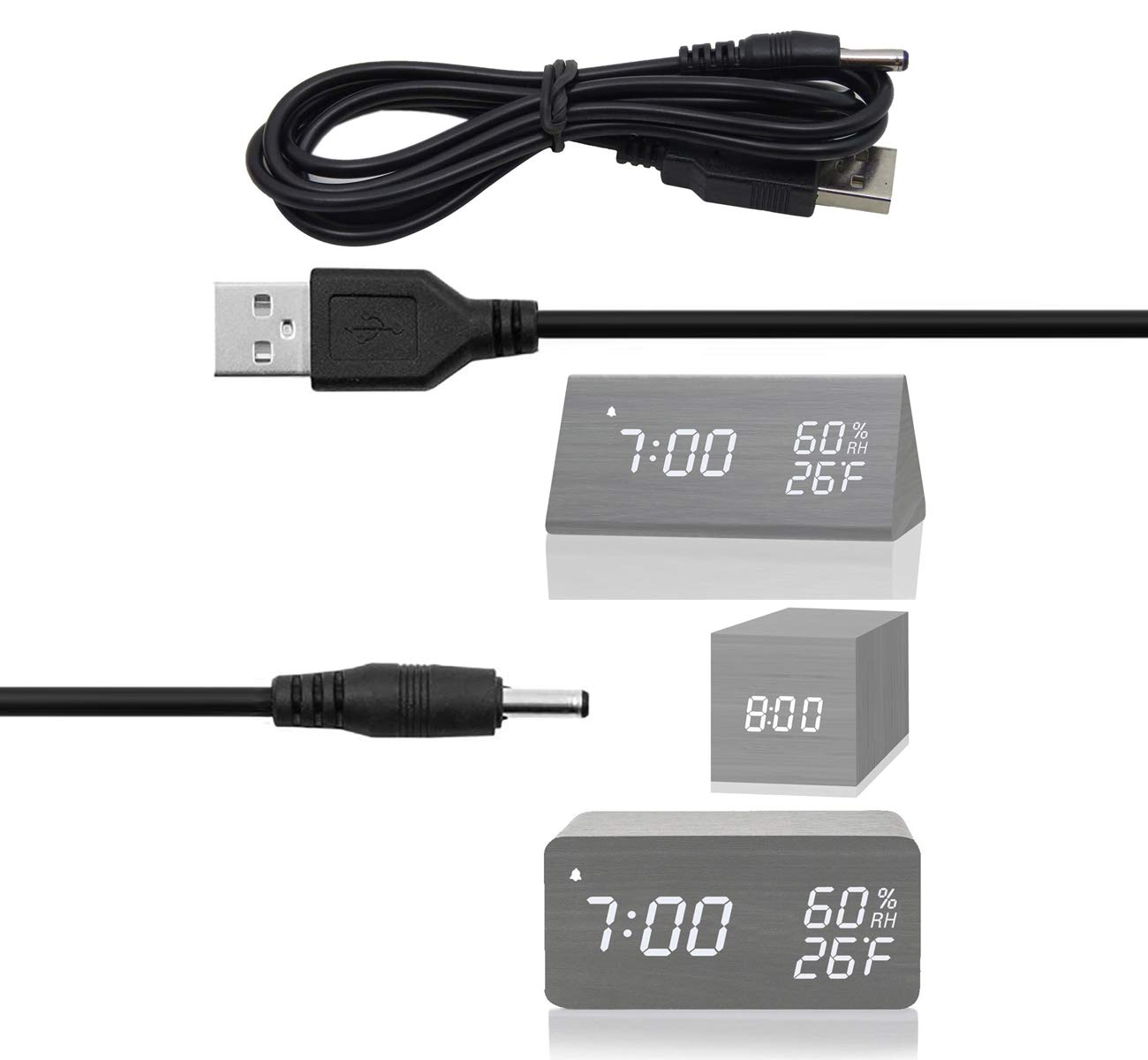 ZZS Digital Alarm Clock Power Cord Cable USB to DC35
