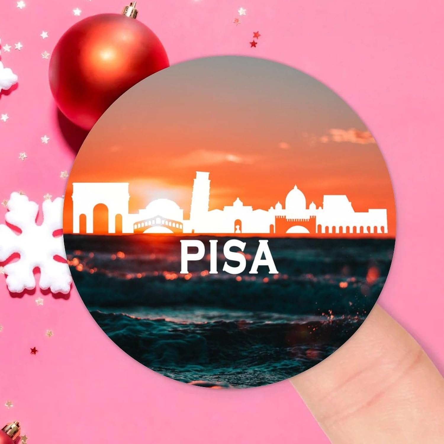 2in Round Label Stickers 100pcs Pisa City Skyline Decals