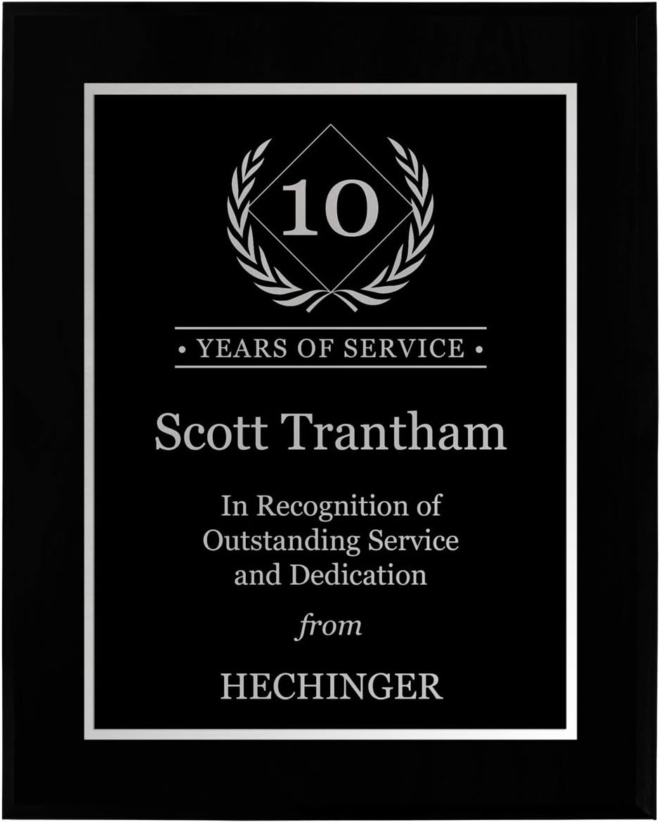 PlaqueMaker Personalized Years of Service Award - Black with Silver