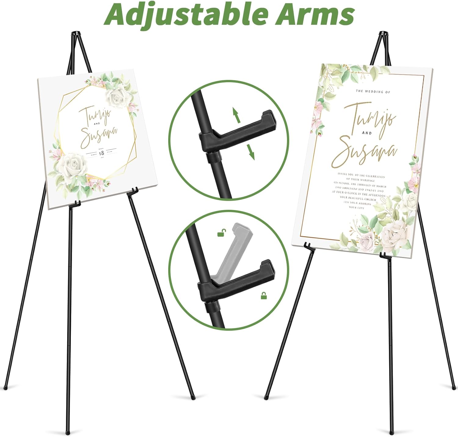 PUJIANG 2 Pack Folding Easel Stand for Signs and Art Displays