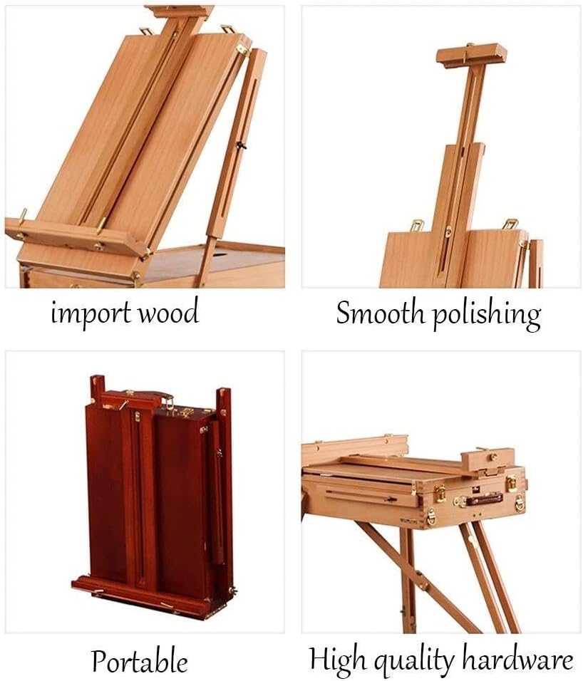 Portable Wooden Art Easel with Adjustable Height and Angle