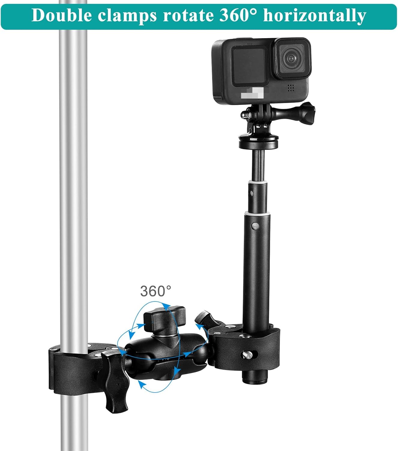 Super Double Clamp Camera Mount with Rotatable Adapter