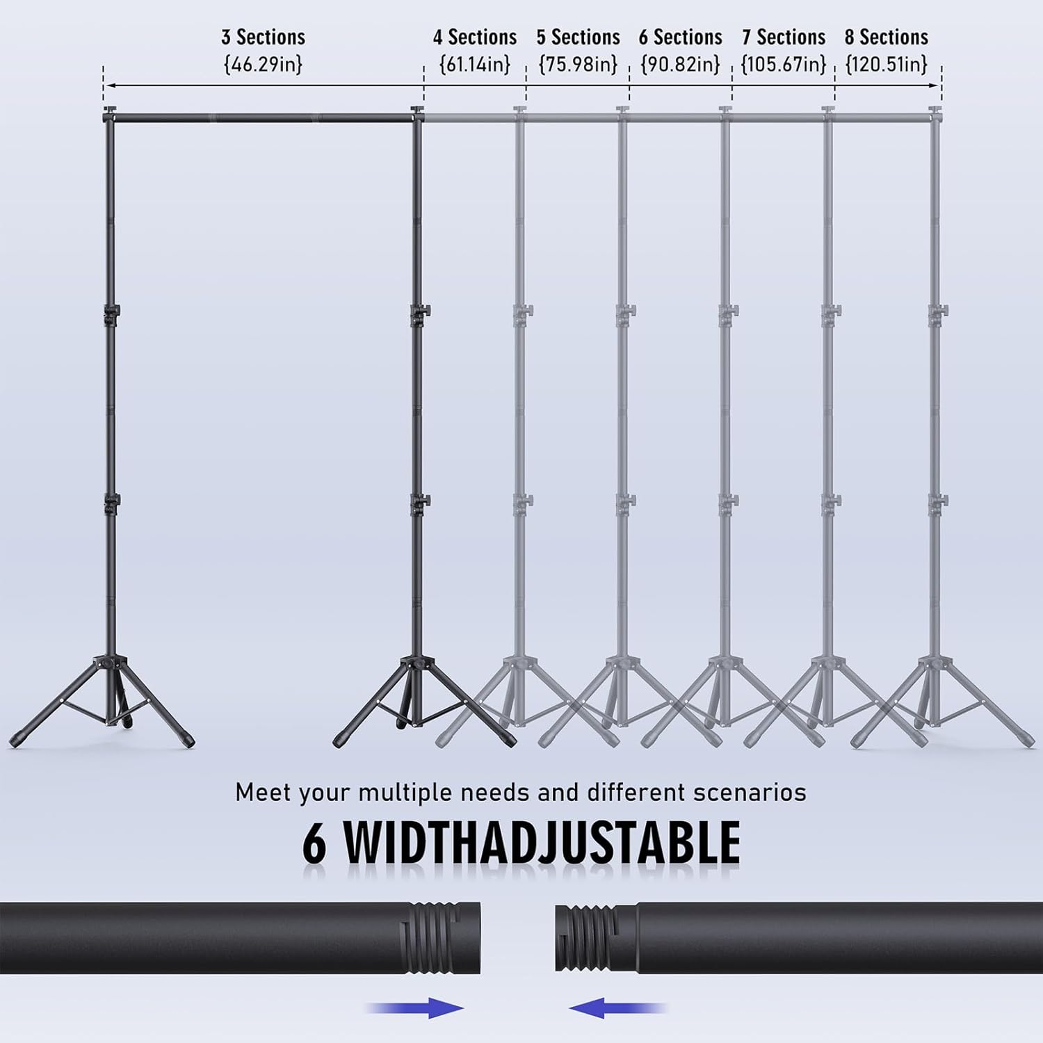 Adjustable Backdrop Stand Kit for Studio Photography and Parties