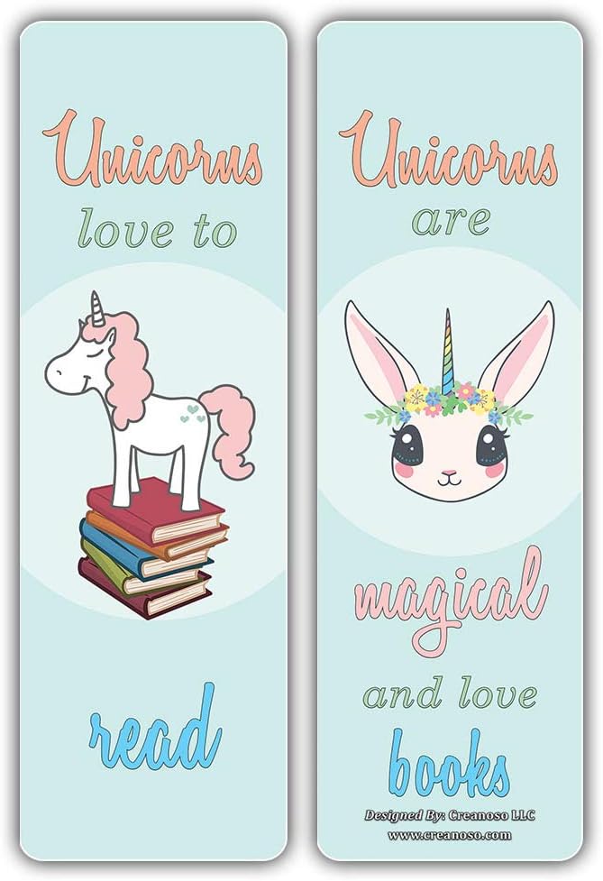 Creanoso Cool and Amazing Unicorn Bookmarks 30-Pack