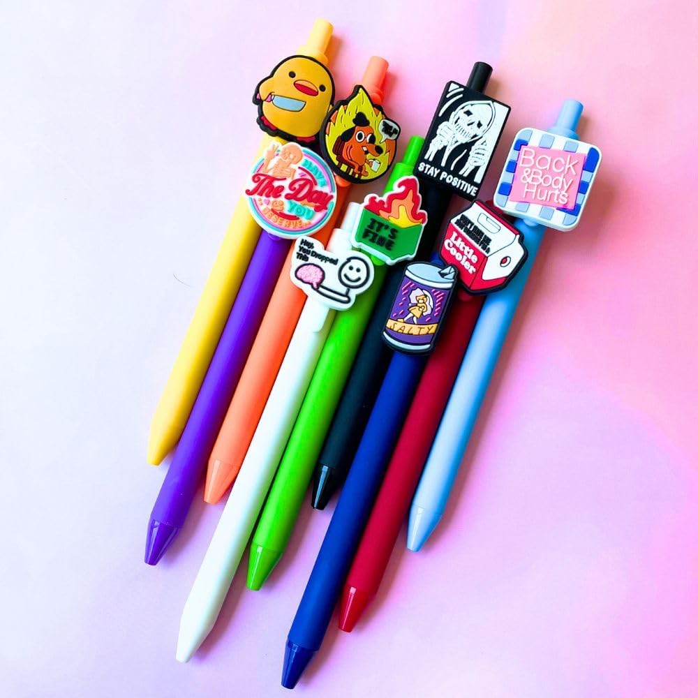 9pc Funny Charm Pen Set with Humor Designs