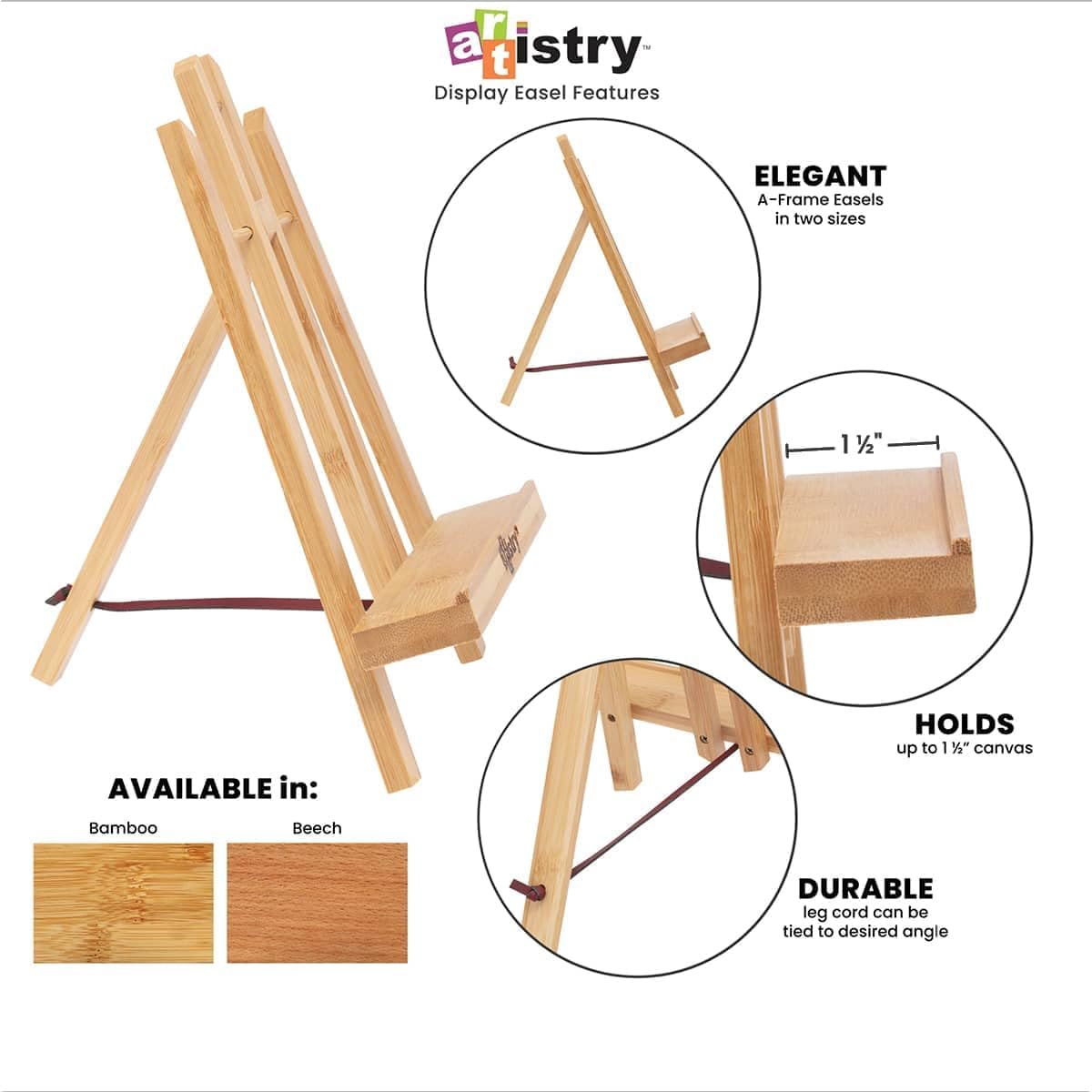 Natural Beechwood Display Easel - Small 75 x 11 Table Top Stand