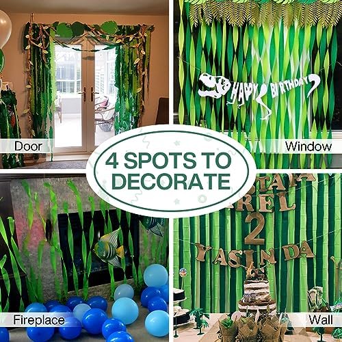 PartyWoo Green Crepe Paper Streamers 6 Rolls 492 Ft Pack