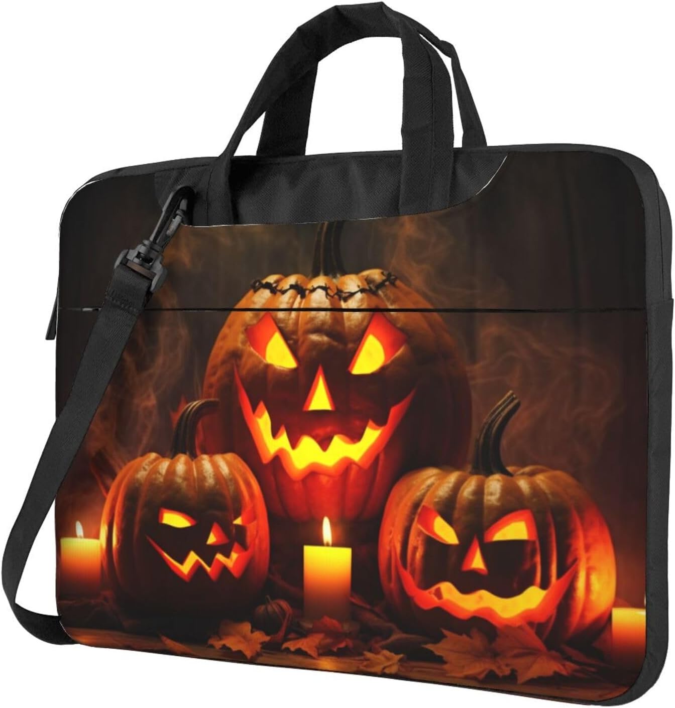 RLDOBOFE Halloween Pumpkin Laptop Bag with Zip Closure