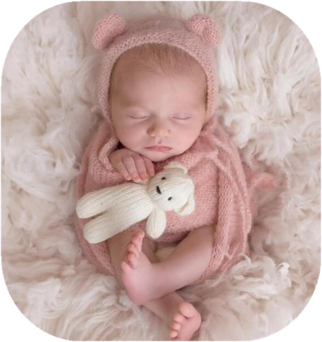 Newborn Bear Hat Wrap Set for Baby Photoshoot