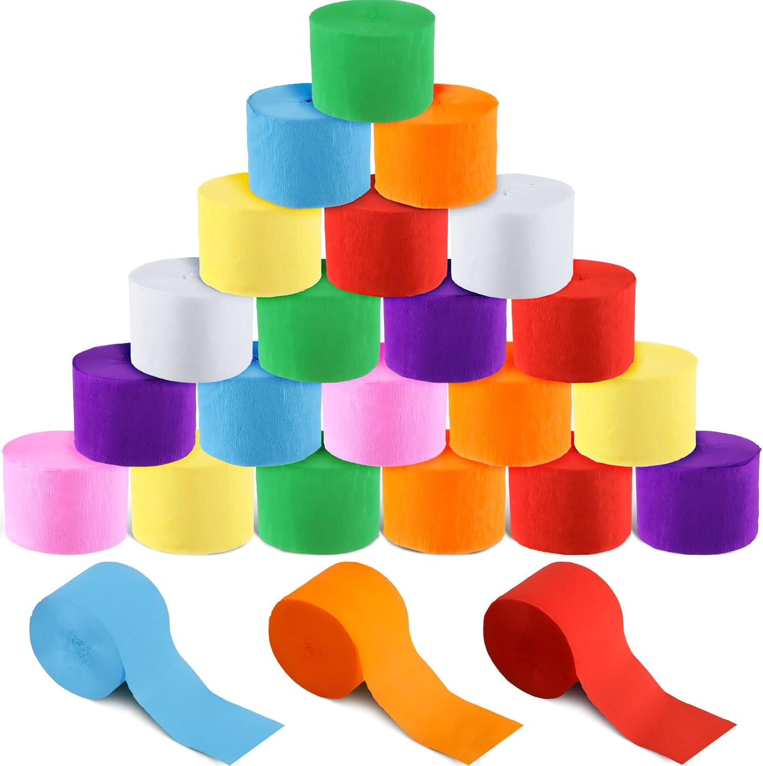 Berlune 48 Rolls Crepe Paper Streamers Rainbow Party Decorations