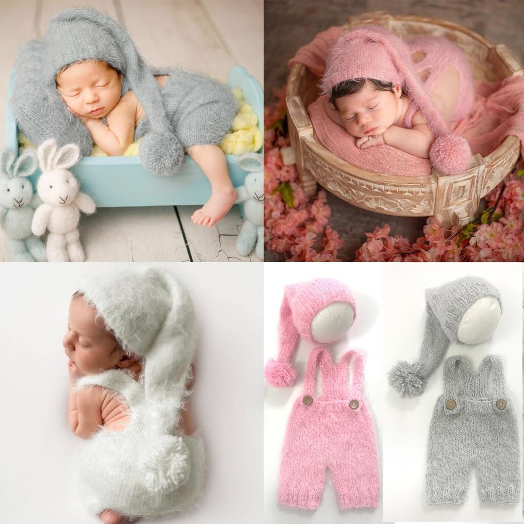 Vomdrok Newborn Baby Romper Hat and Pants Set