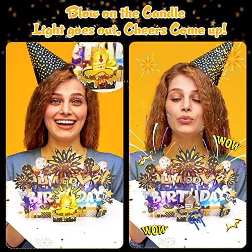 Musical Pop Up Birthday Card with LED Light and Happy Birthday Music
