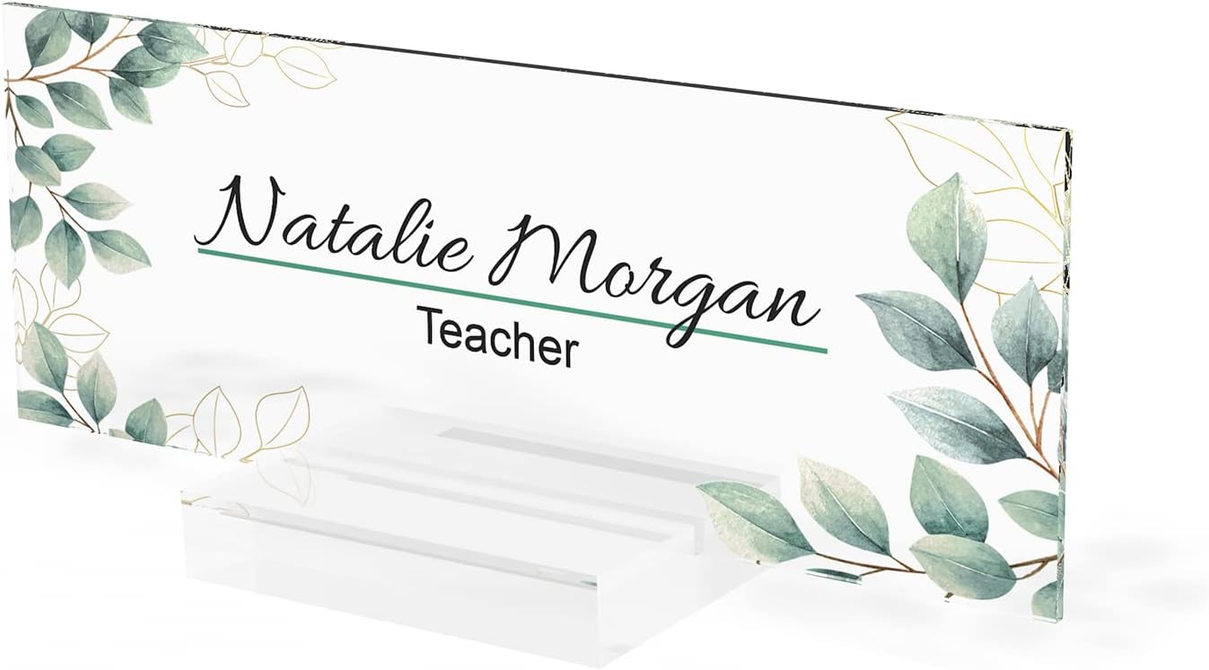 Custom Desk Name Plate - Glass-Like Acrylic Office Sign by ARTSWAVE