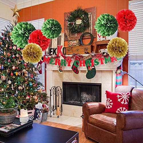 Fascola Christmas Tissue Paper Flowers 18 Pieces