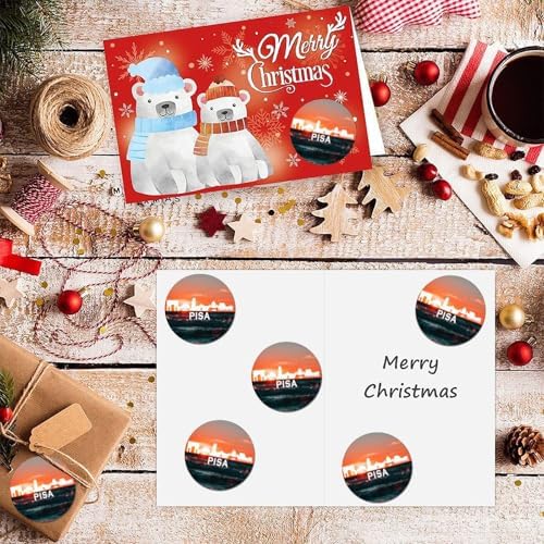 2in Round Label Stickers 100pcs Pisa City Skyline Decals