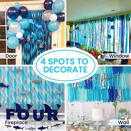 PartyWoo Crepe Paper Streamers 4 Rolls Light Blue