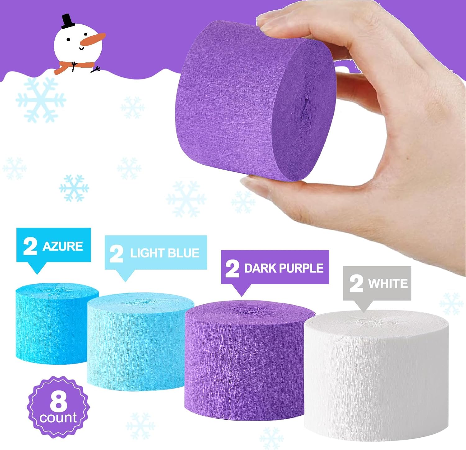 Frozen Birthday Party Decorations 8 Rolls Crepe Streamers