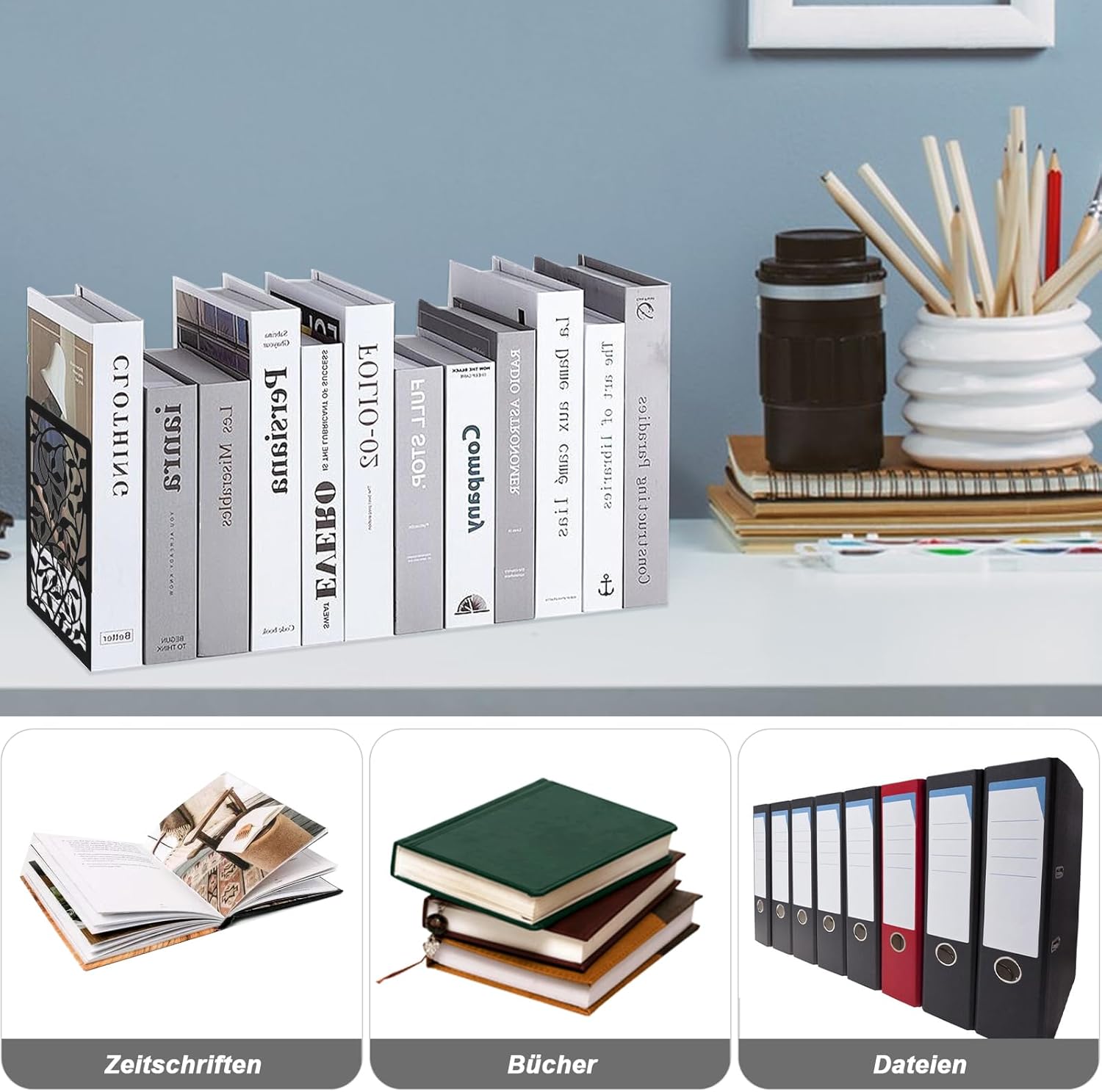 1 Pair Metal Bookends with Tree Design for Heavy Books