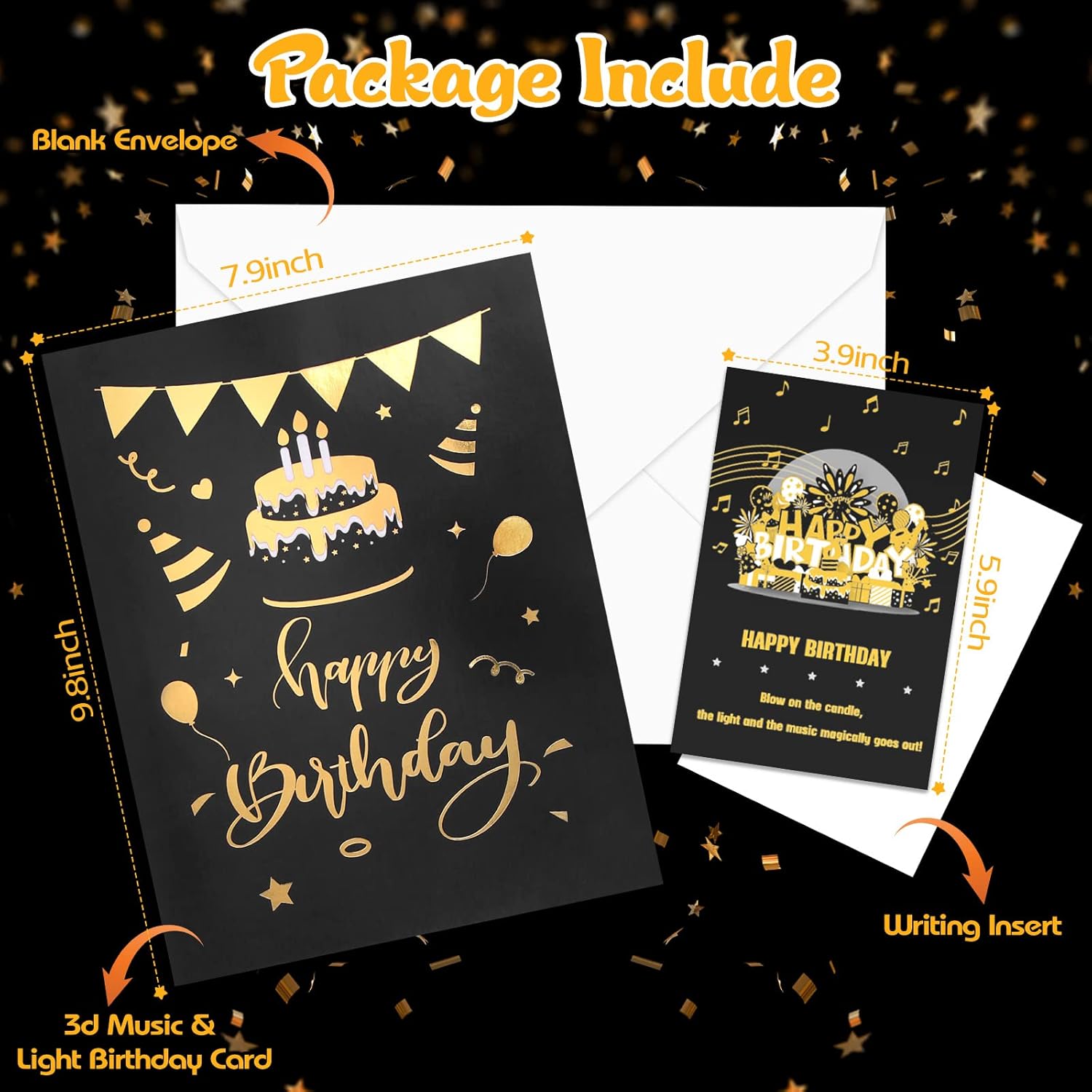Musical Pop Up Birthday Card with LED Light and Happy Birthday Music