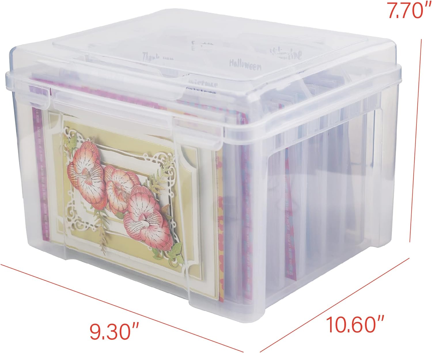 Greeting Card Storage Organizer Box with 6 Dividers