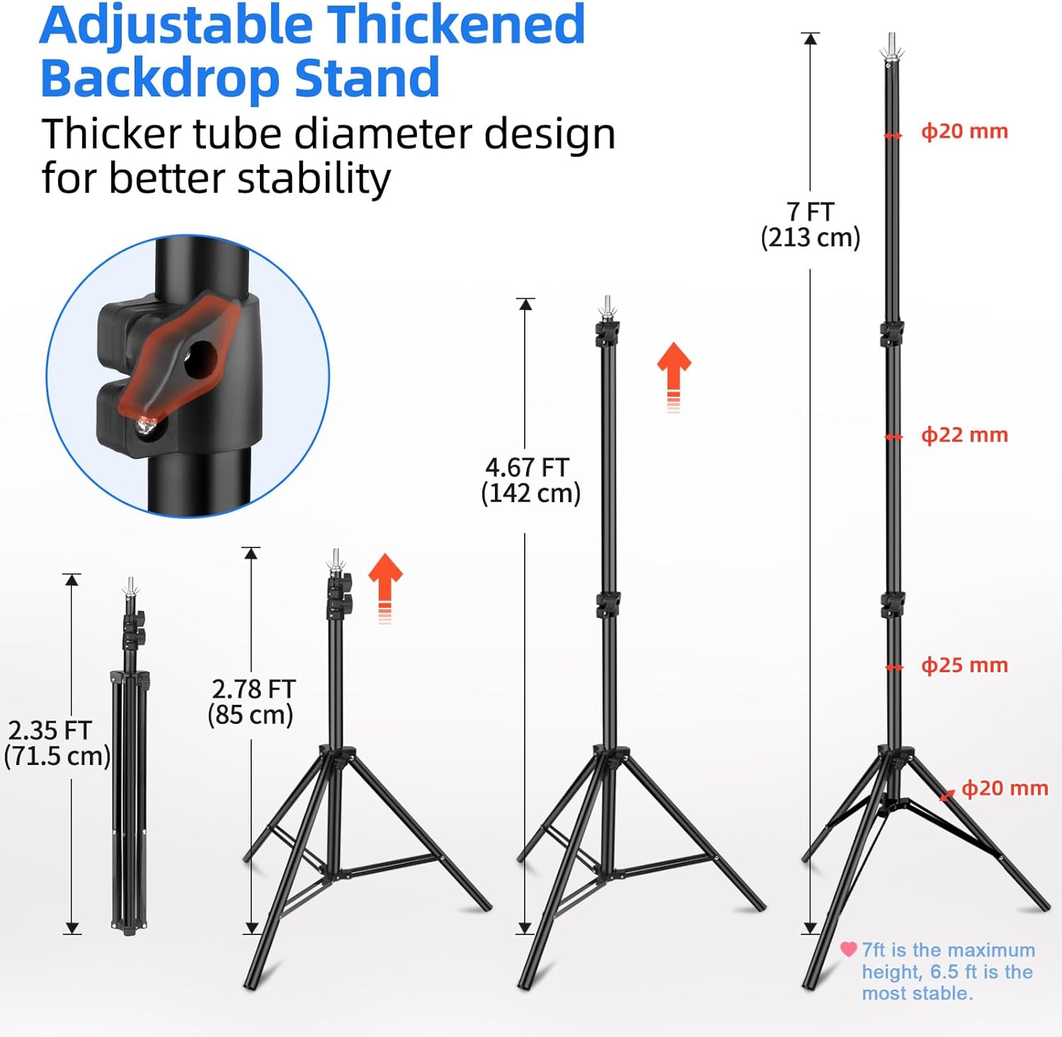 Hemmotop Photo Backdrop Stand 10x7ft Adjustable Stand for Photography