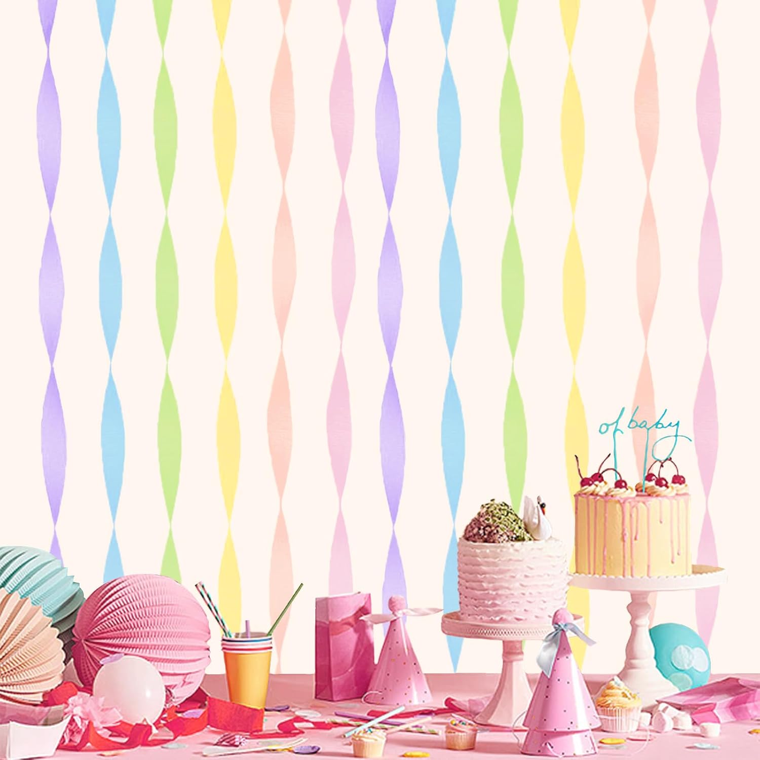 Crepe Paper Streamers 6 Rolls Pastel Rainbow