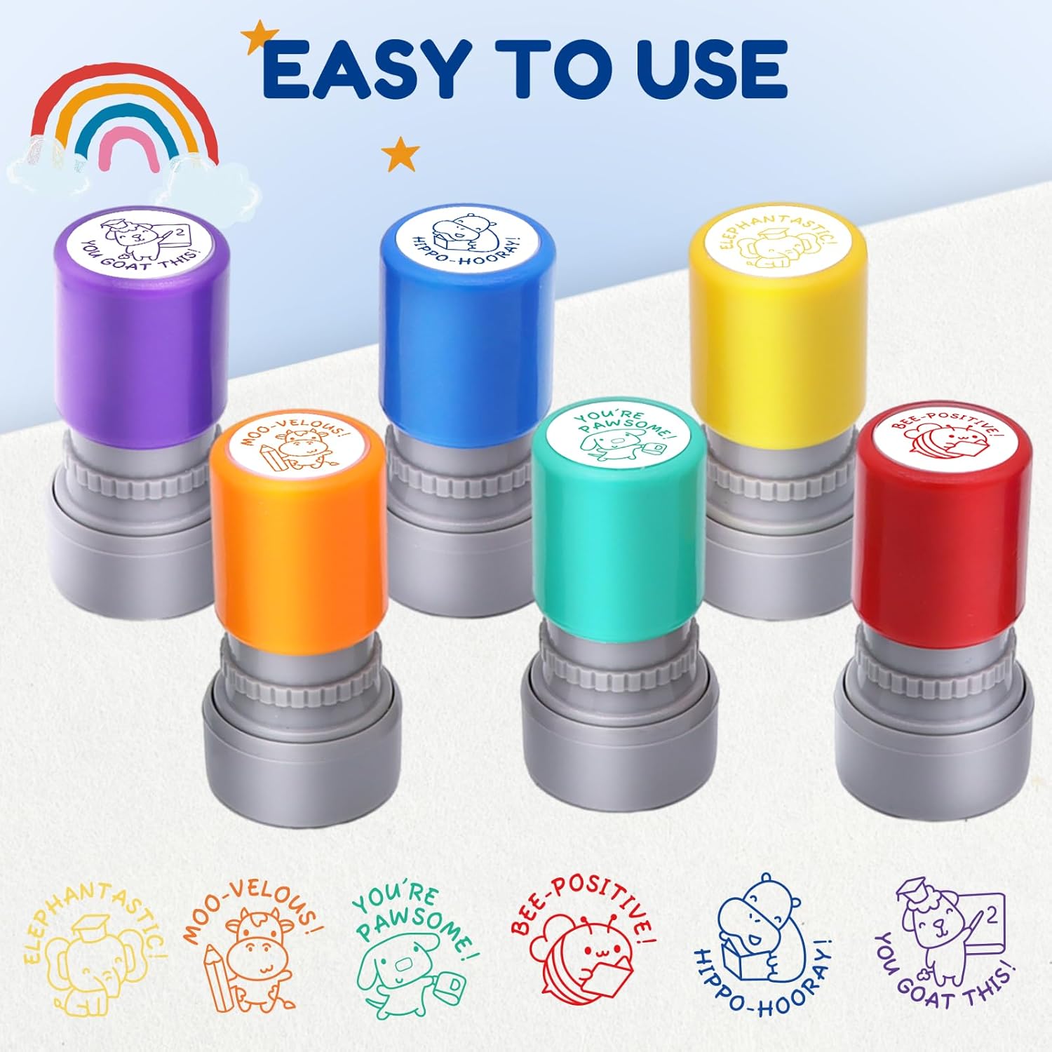 TANZHIBOCK 6-Piece Teacher Stamp Set for Classroom Grading