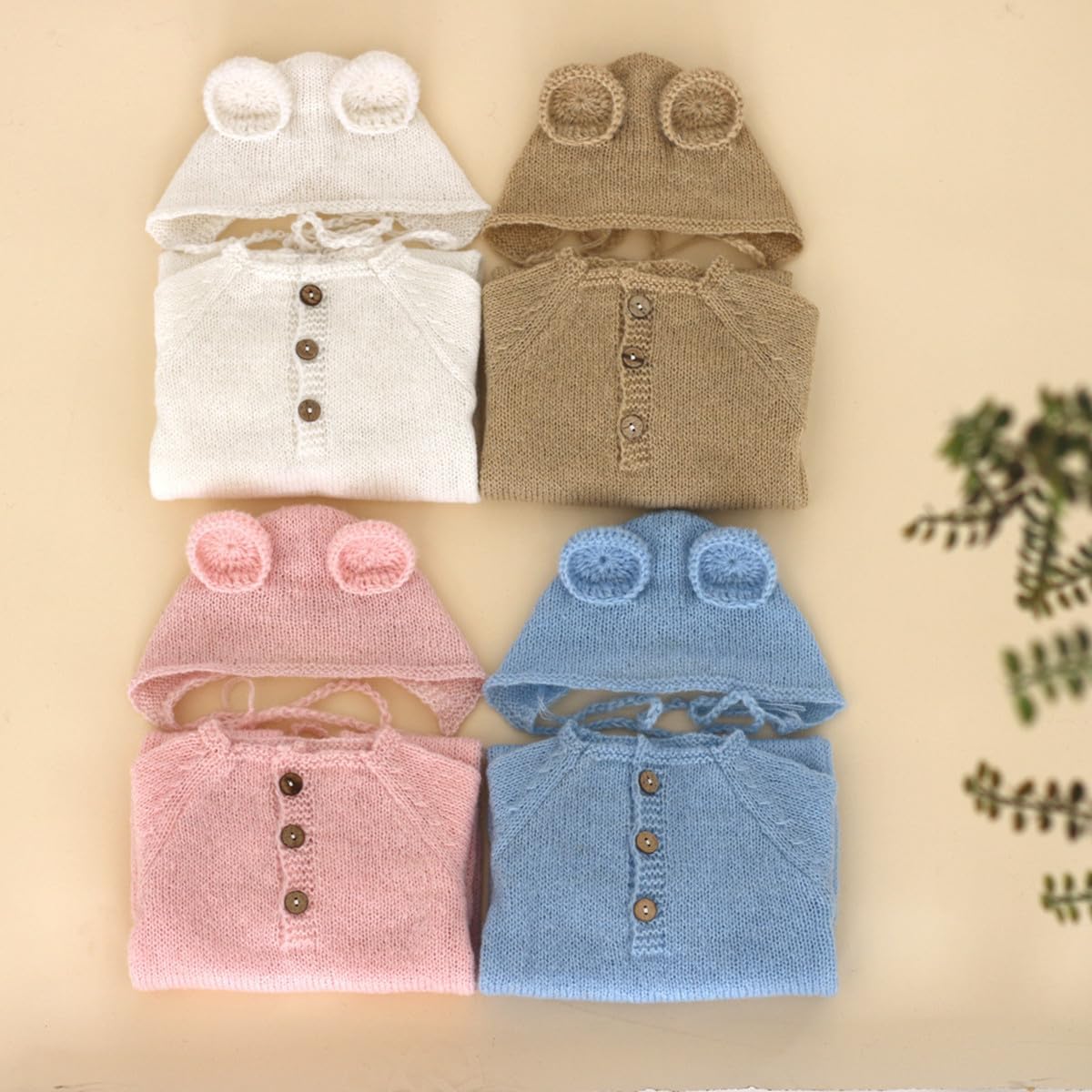 Vomdrok Newborn Baby Photo Props Blue Hat and Romper
