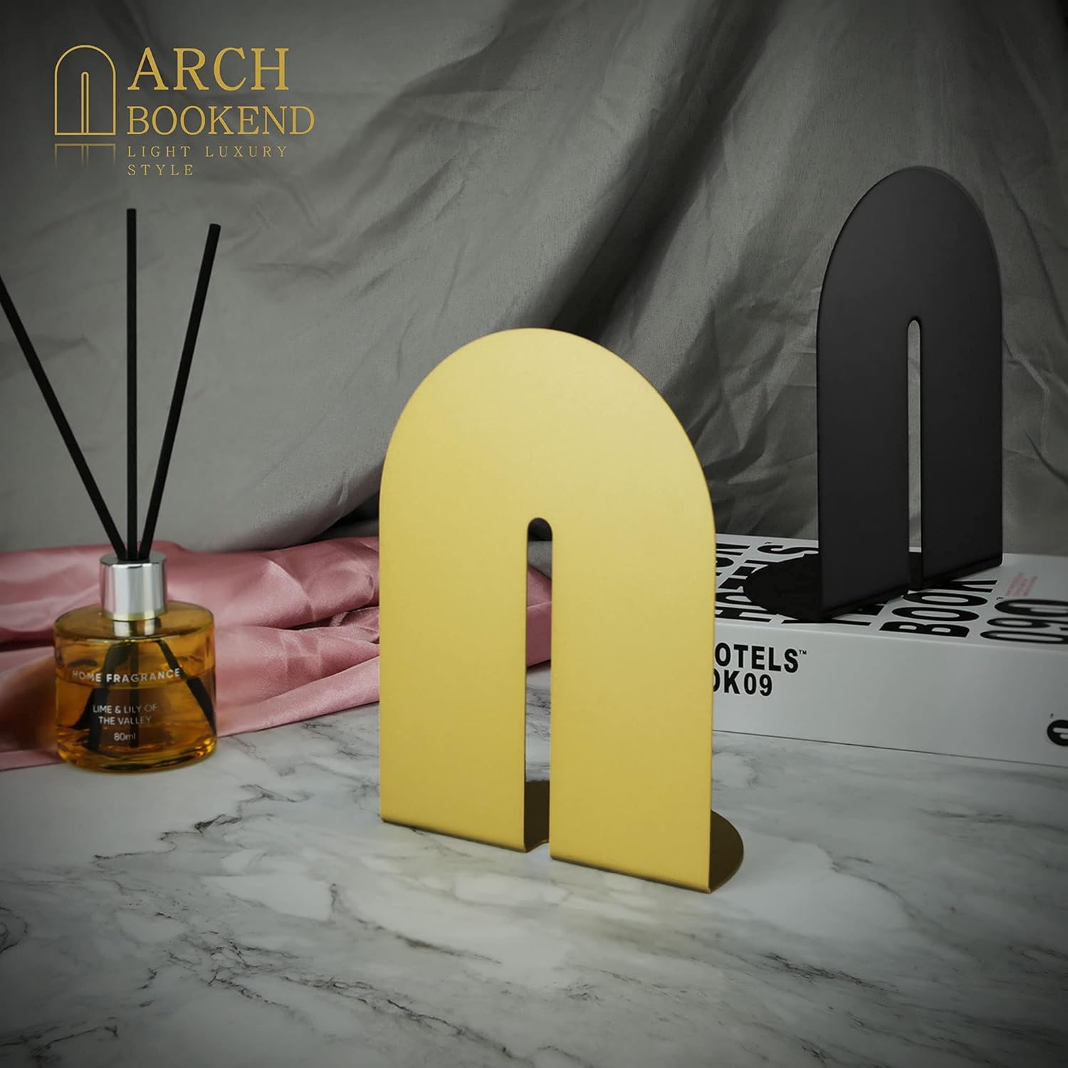 Ondeam Runway Gold Bookends 1 Pair Metal Holders