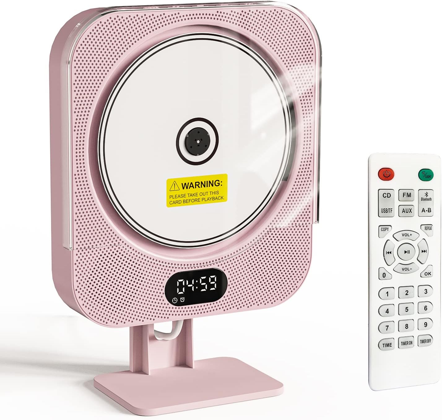 Kpop Pink CD Player with IR Remote and Bluetooth